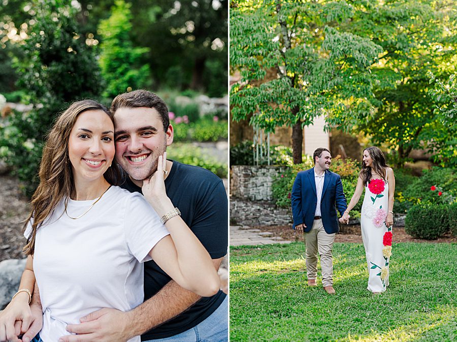 couple holding hands at associate knoxville botanical engagement