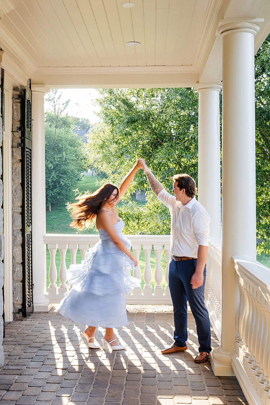 couple dancing together at farragut engagement session