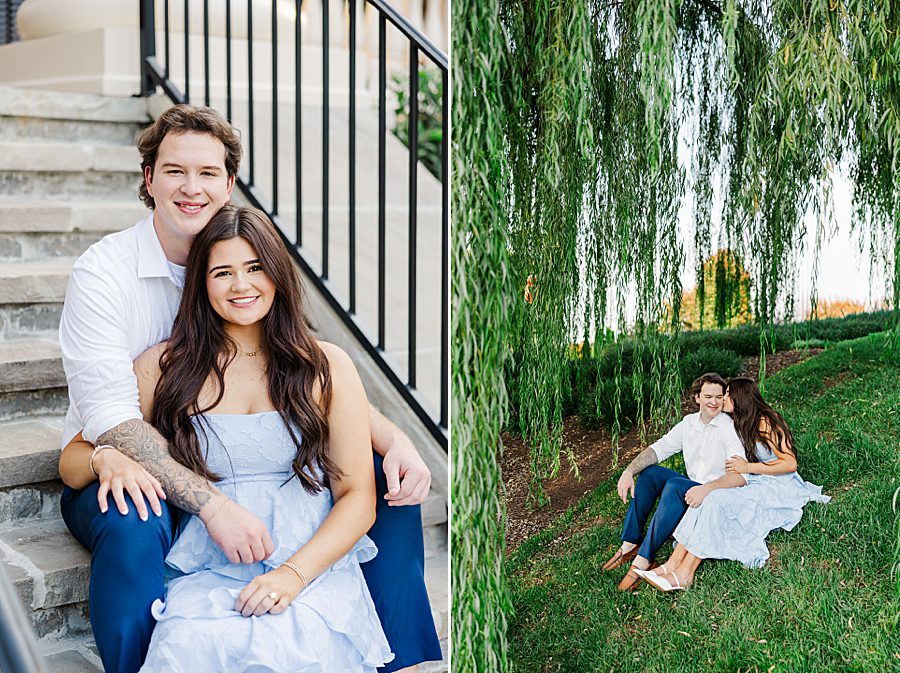 couple sitting on stairs at farragut engagement session