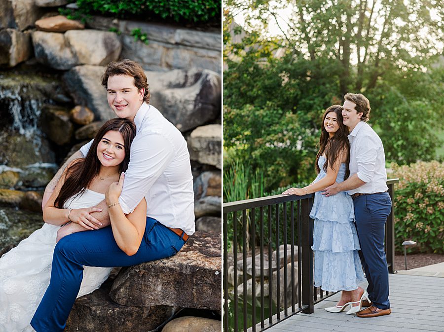 couple standing by black fence
