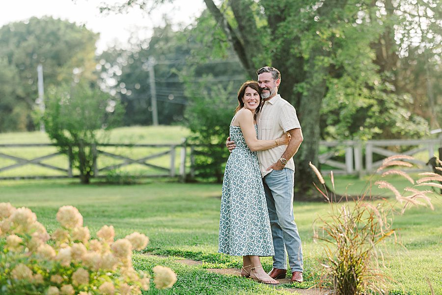 golden hour horse farm engagement