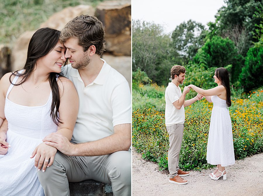 couple at knoxville botanical summer engagement