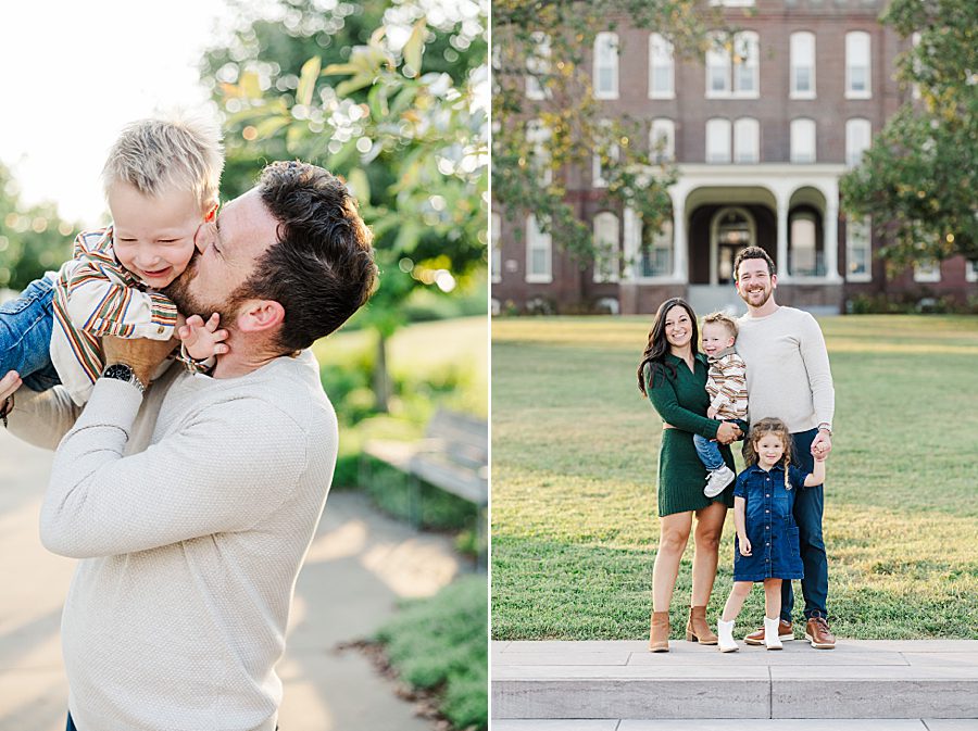 kiss on cheek at lakeshore park family session