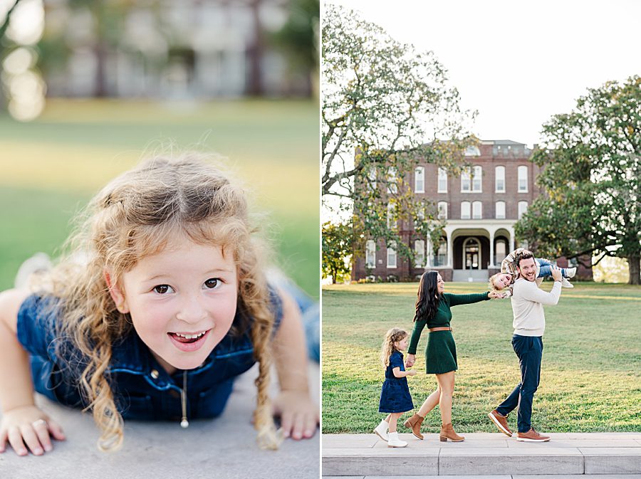 little girl with curly hair at lakeshore family session