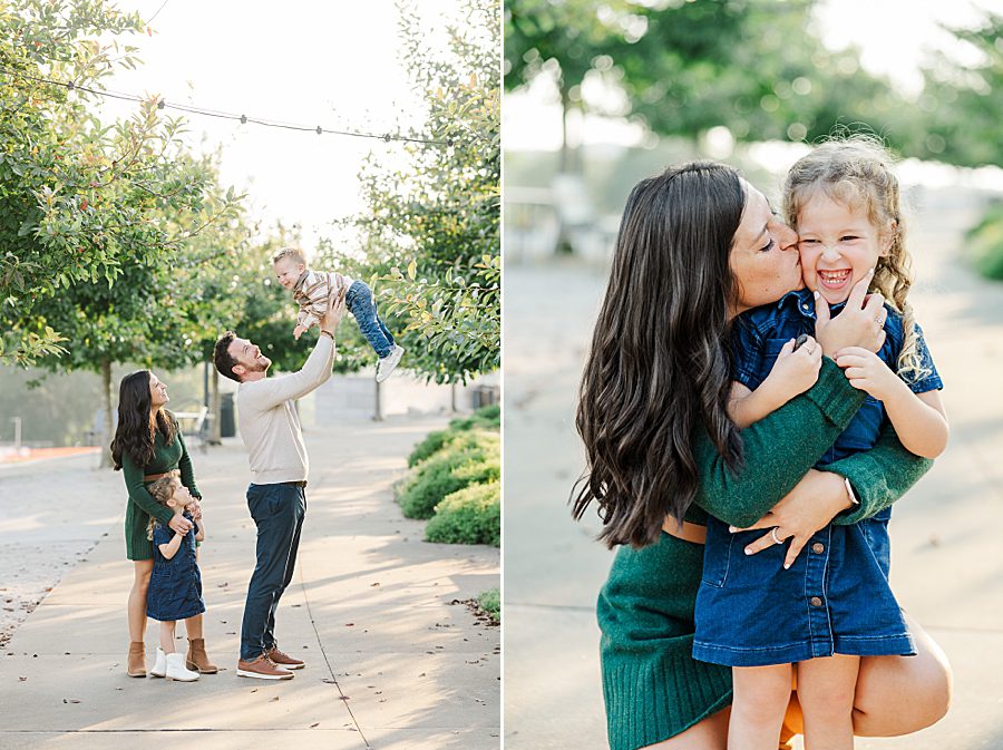 mom kissing daughter on cheek at lakeshore family session