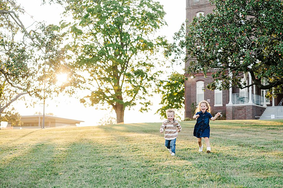 siblings at golden hour