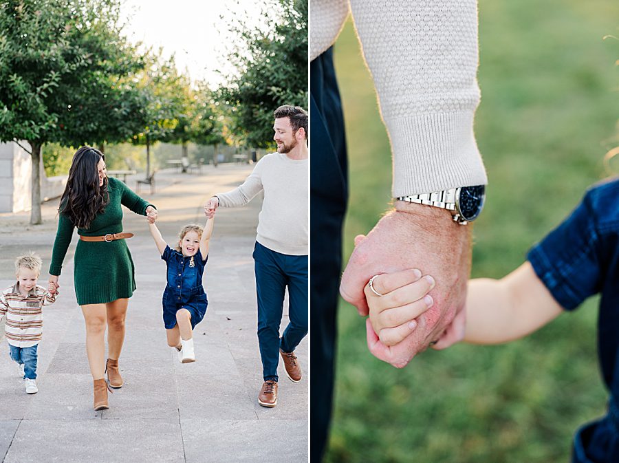 dad holding daughter's hand