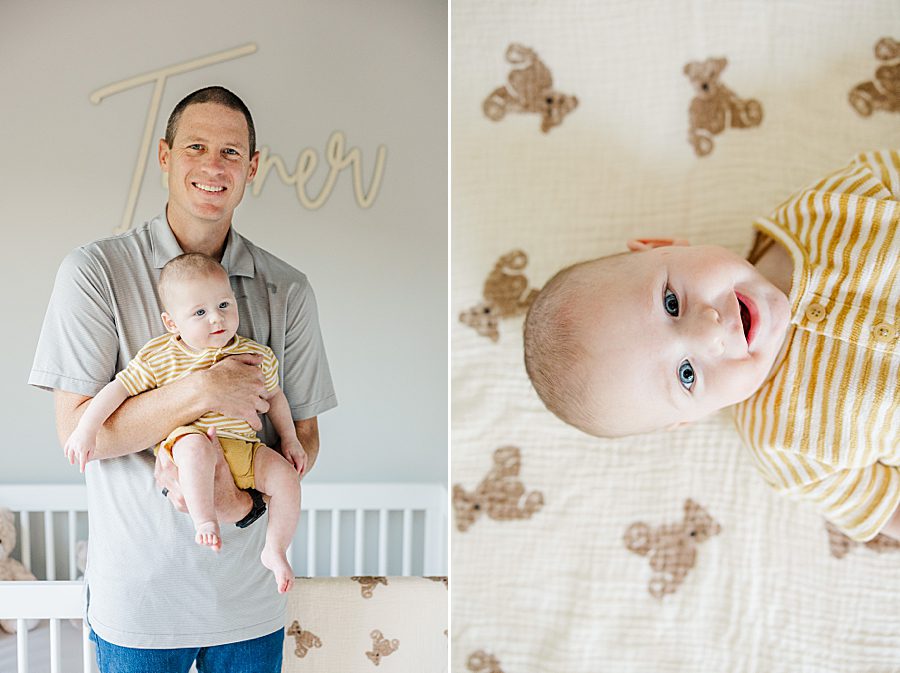 dad holding son at powell home milestone session