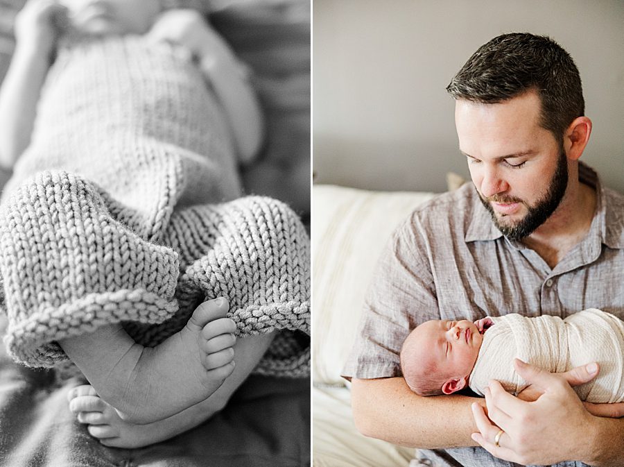 dad holding son at powell home newborn session