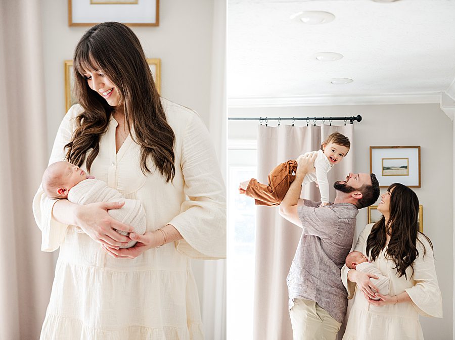 mother holding son