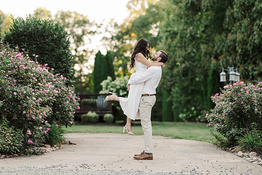 happy couple at castleton estate engagement session