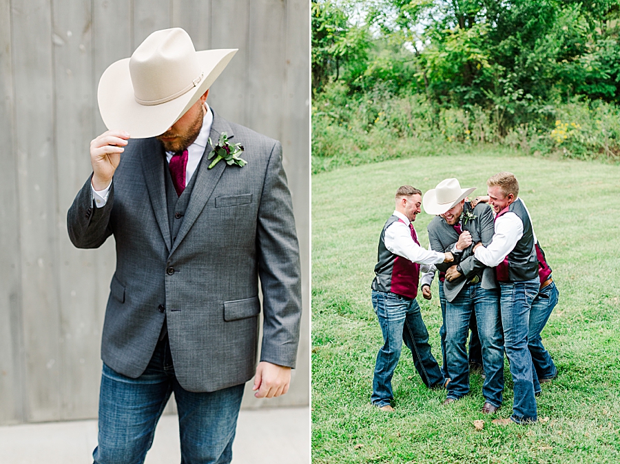 groom in cowboy hat