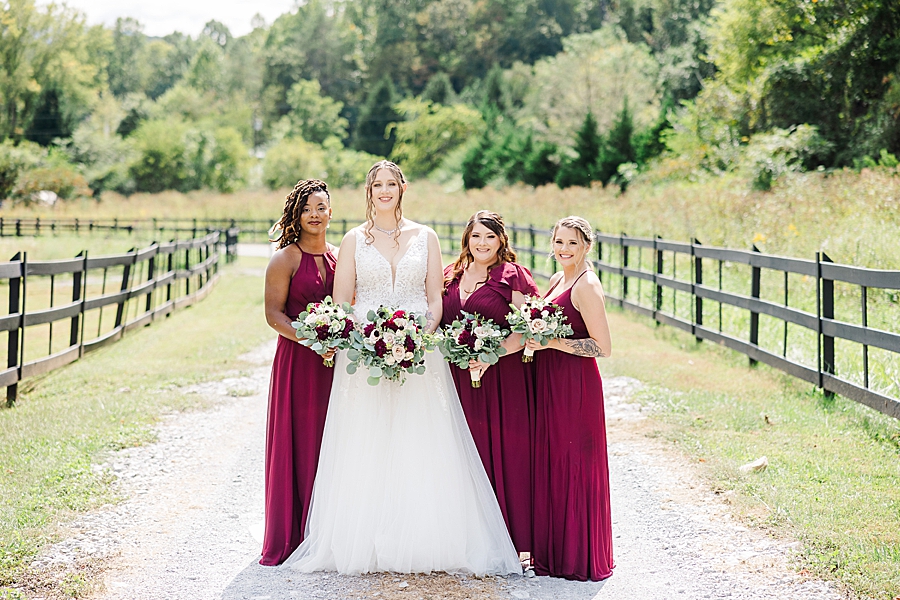 bridal party on gravel path