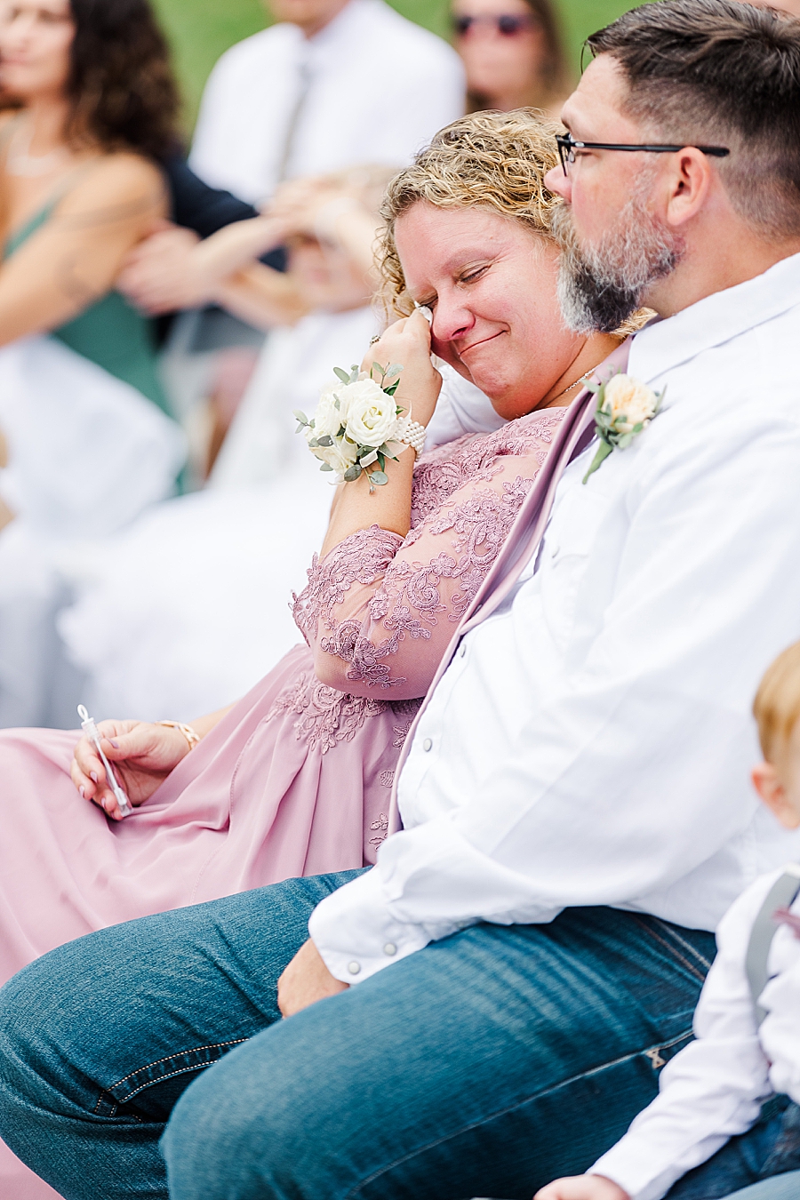 emotional mother of groom at 4 points farm wedding