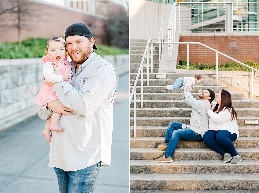 family on stairs at 6 month session