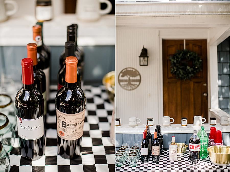 Wine bottles at this AMP Cookout by Knoxville Wedding Photographer, Amanda May Photos.