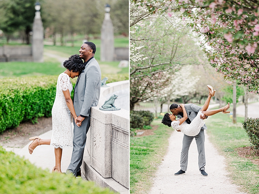 Leaning in for a kiss at this Sequoyah Hills Proposal by Amanda May Photos.