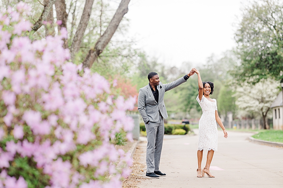 Spinning by the flowers at this Sequoyah Hills Proposal by Amanda May Photos.
