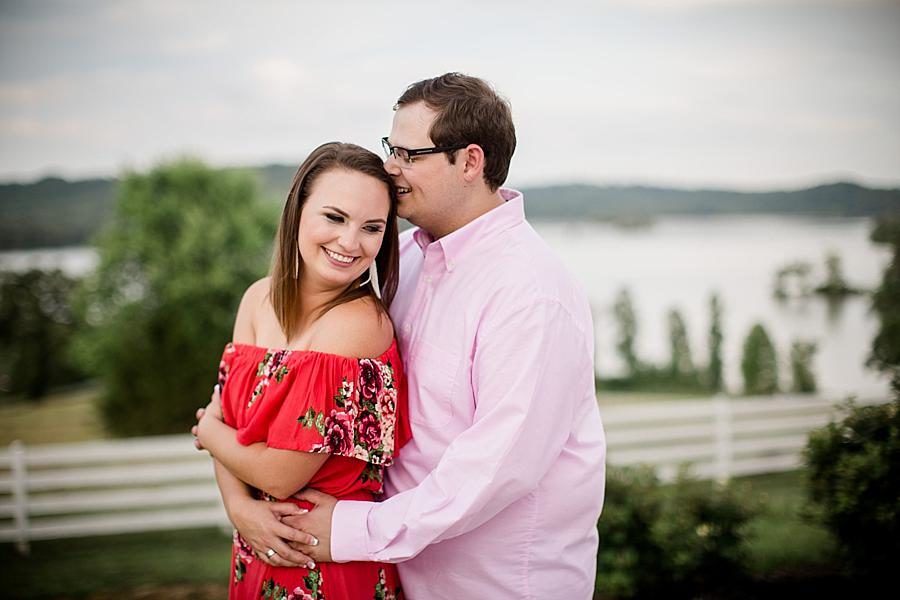 In front of the lake at this Whitestone Country Inn Engagement Session by Knoxville Wedding Photographer, Amanda May Photos.