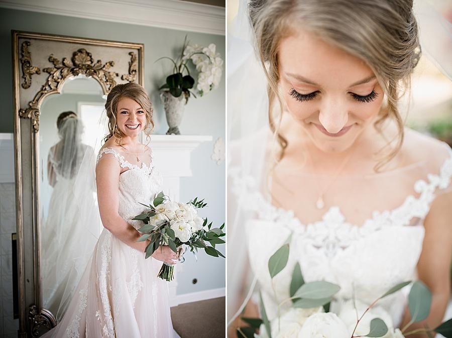 In front of the mirror at this Castleton Farms Bridal session by Knoxville Wedding Photographer, Amanda May Photos.