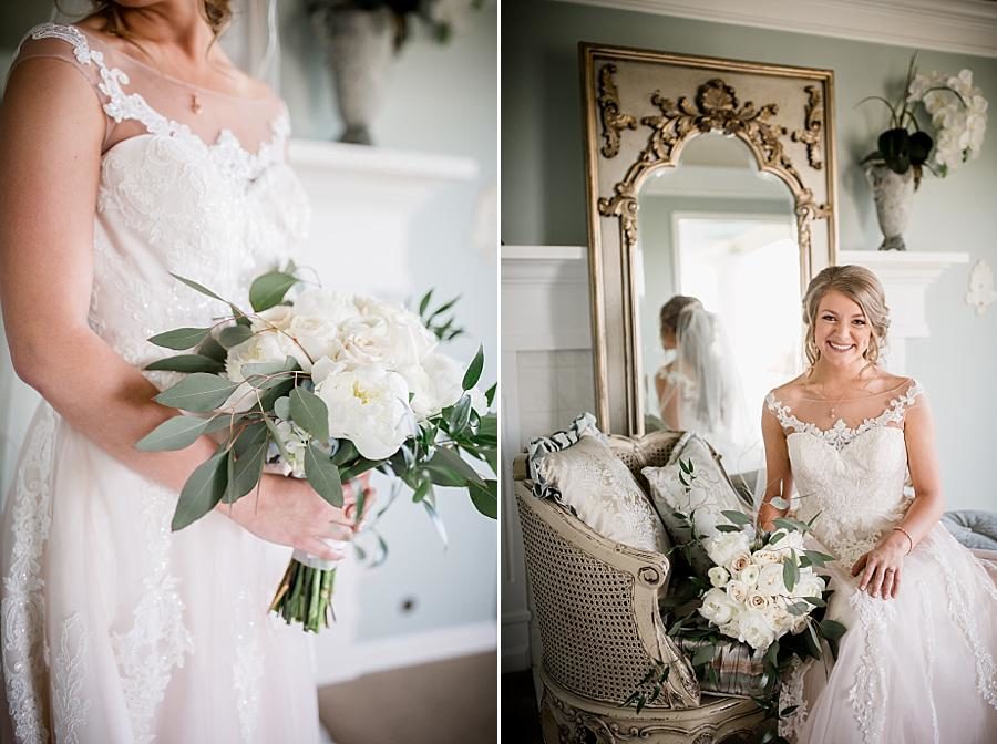 Holding the bouquet at this Castleton Farms Bridal session by Knoxville Wedding Photographer, Amanda May Photos.