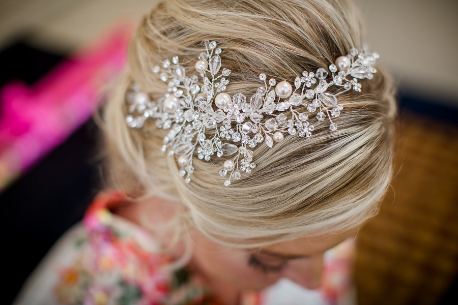 Historic Westwood in Knoxville, TN head piece on the bride.