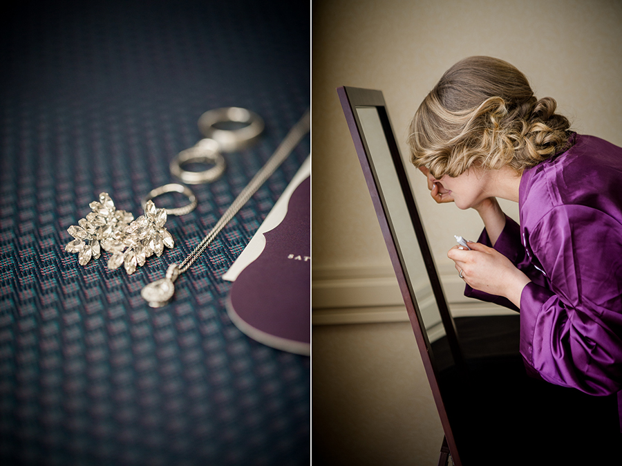 Historic Westwood in Knoxville, TN bridesmaid putting lipstick on in mirror.