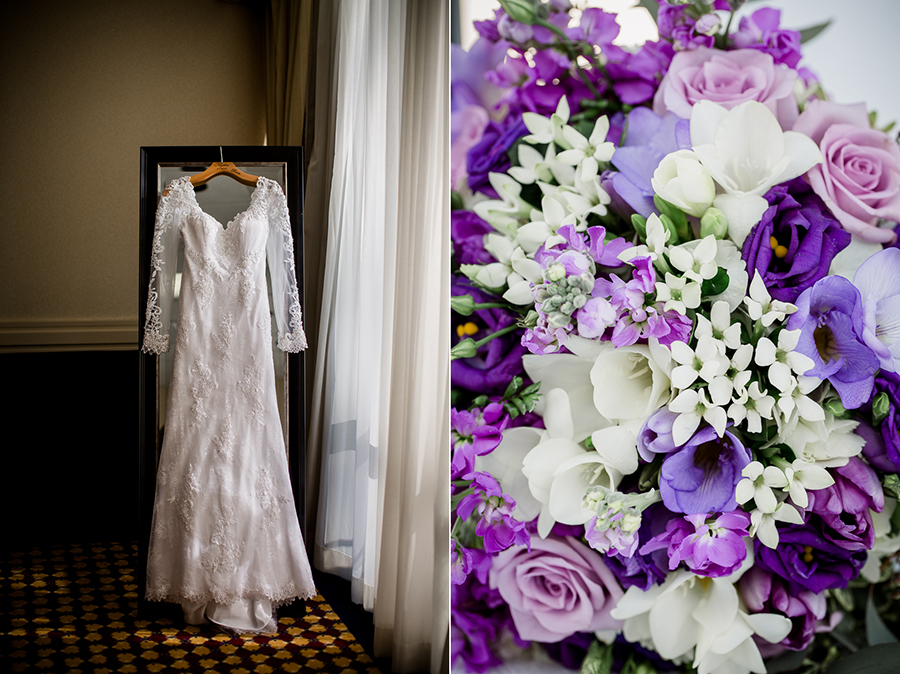 Historic Westwood in Knoxville, TN close up of bouquet and wedding dress.