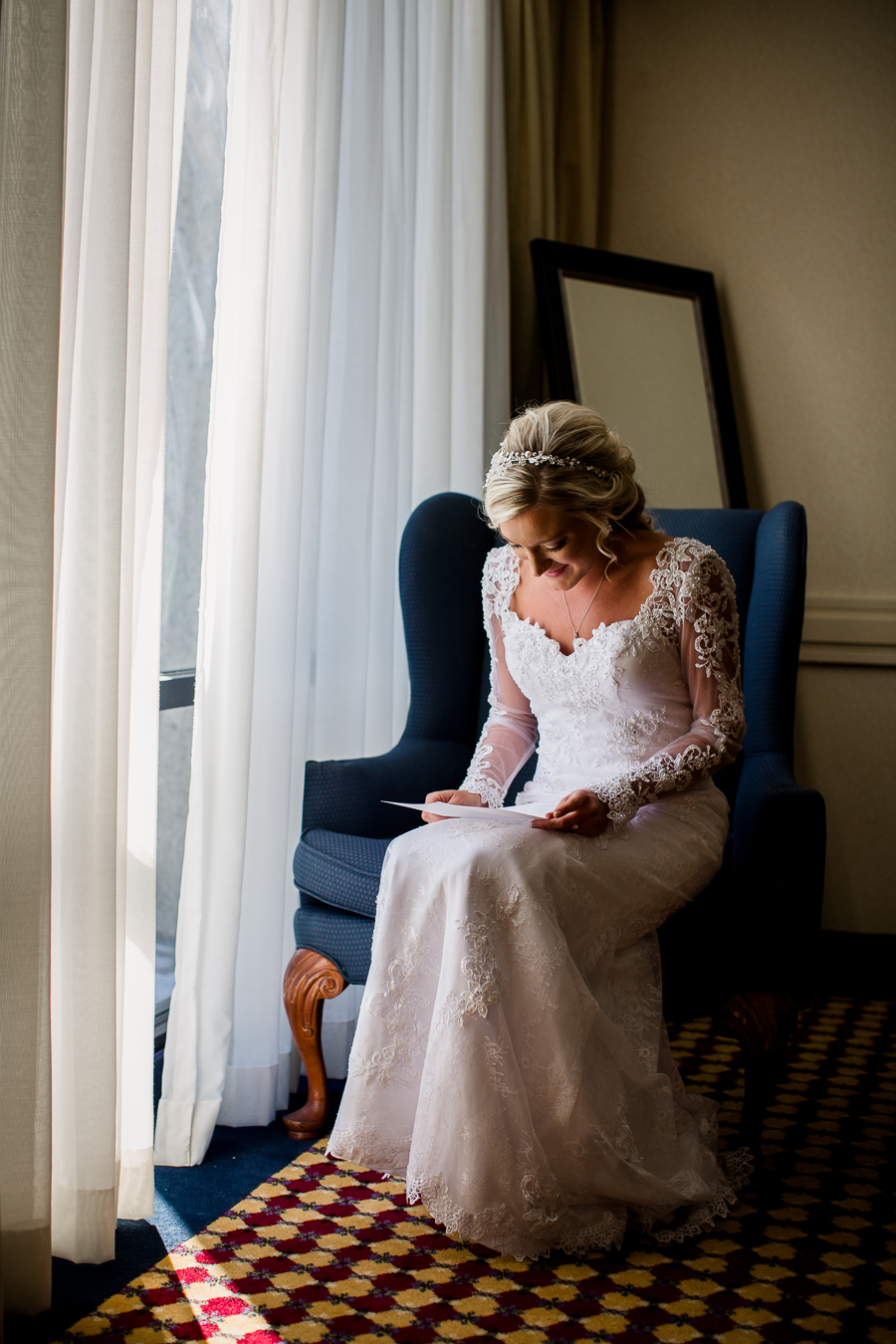 Historic Westwood in Knoxville, TN reading her letter from the groom.