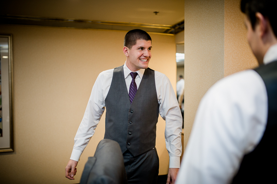 Historic Westwood in Knoxville, TN groomsmen laughing getting ready.