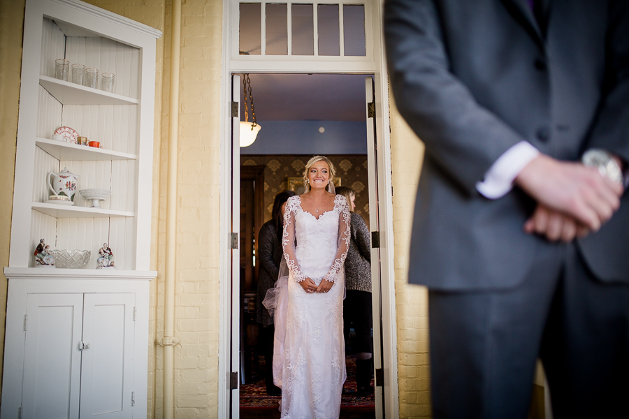 Historic Westwood in Knoxville, TN bride getting excited for first look.