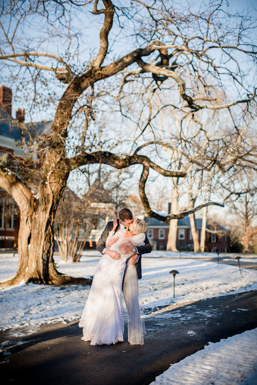 Historic Westwood in Knoxville, TN groom dipping his bride.