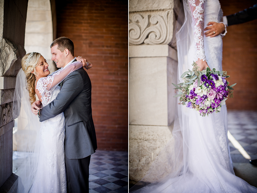 Historic Westwood in Knoxville, TN bride's arms around groom's neck.