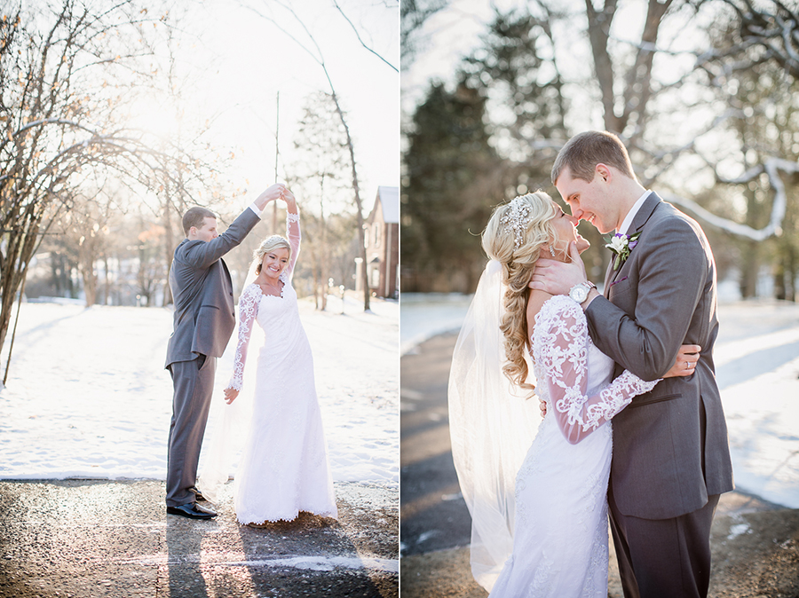 Historic Westwood in Knoxville, TN groom twirling his bride.