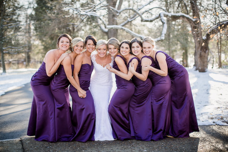 Historic Westwood in Knoxville, TN bridesmaids leaning in towards bride photo.