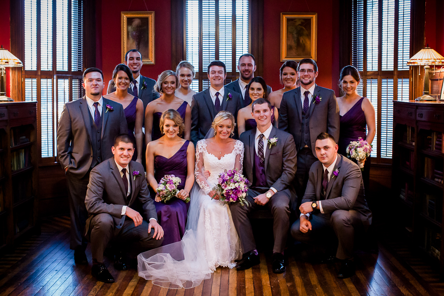 Historic Westwood in Knoxville, TN bridal party in library photo.