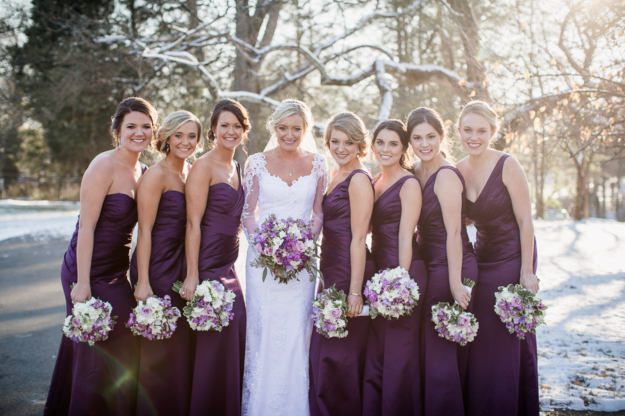 Historic Westwood in Knoxville, TN bridesmaids holding bouquets upside down photo.