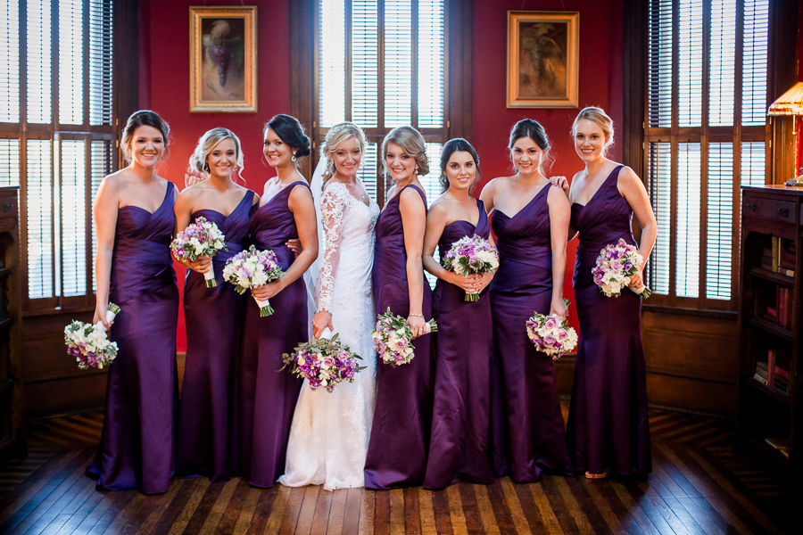 Historic Westwood in Knoxville, TN bridesmaids in the library photo.