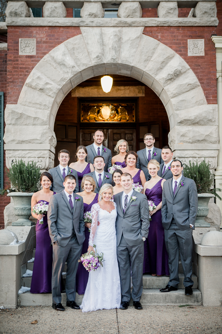 Historic Westwood in Knoxville, TN bridal party standing on stairs photo.