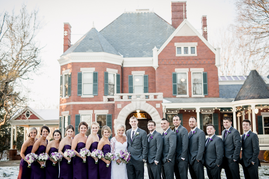 Historic Westwood in Knoxville, TN entire bridal party in front of house photo.