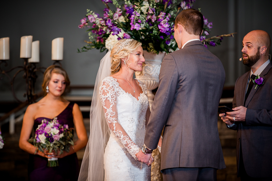 Historic Westwood in Knoxville, TN bride's face during ceremony photo.