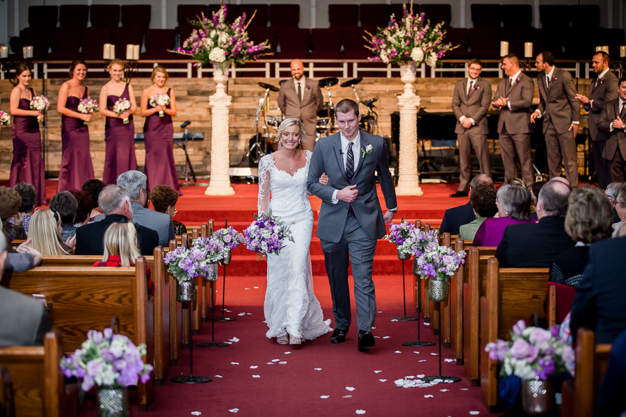 Historic Westwood in Knoxville, TN bride and groom exiting ceremony photo.