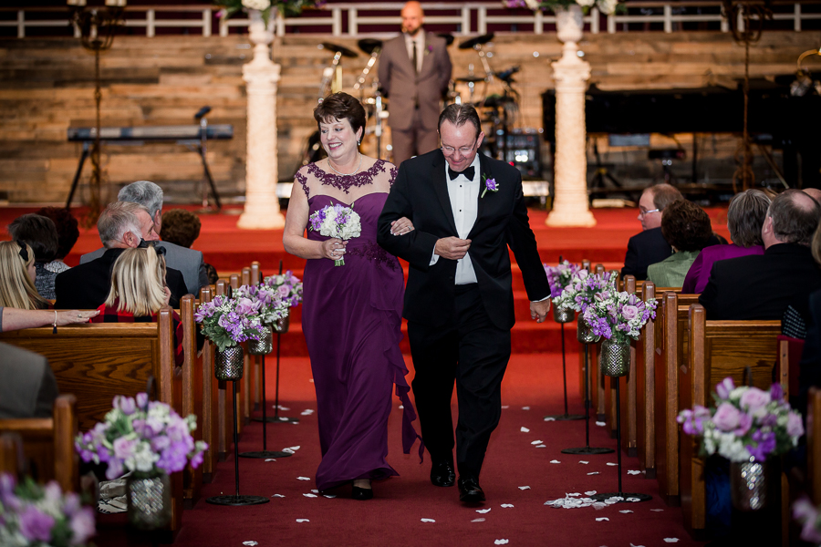 Historic Westwood in Knoxville, TN bride's parents exiting ceremony photo.