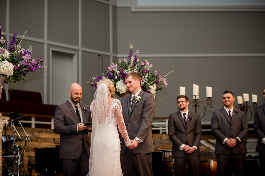 Historic Westwood in Knoxville, TN groom's face during ceremony. 