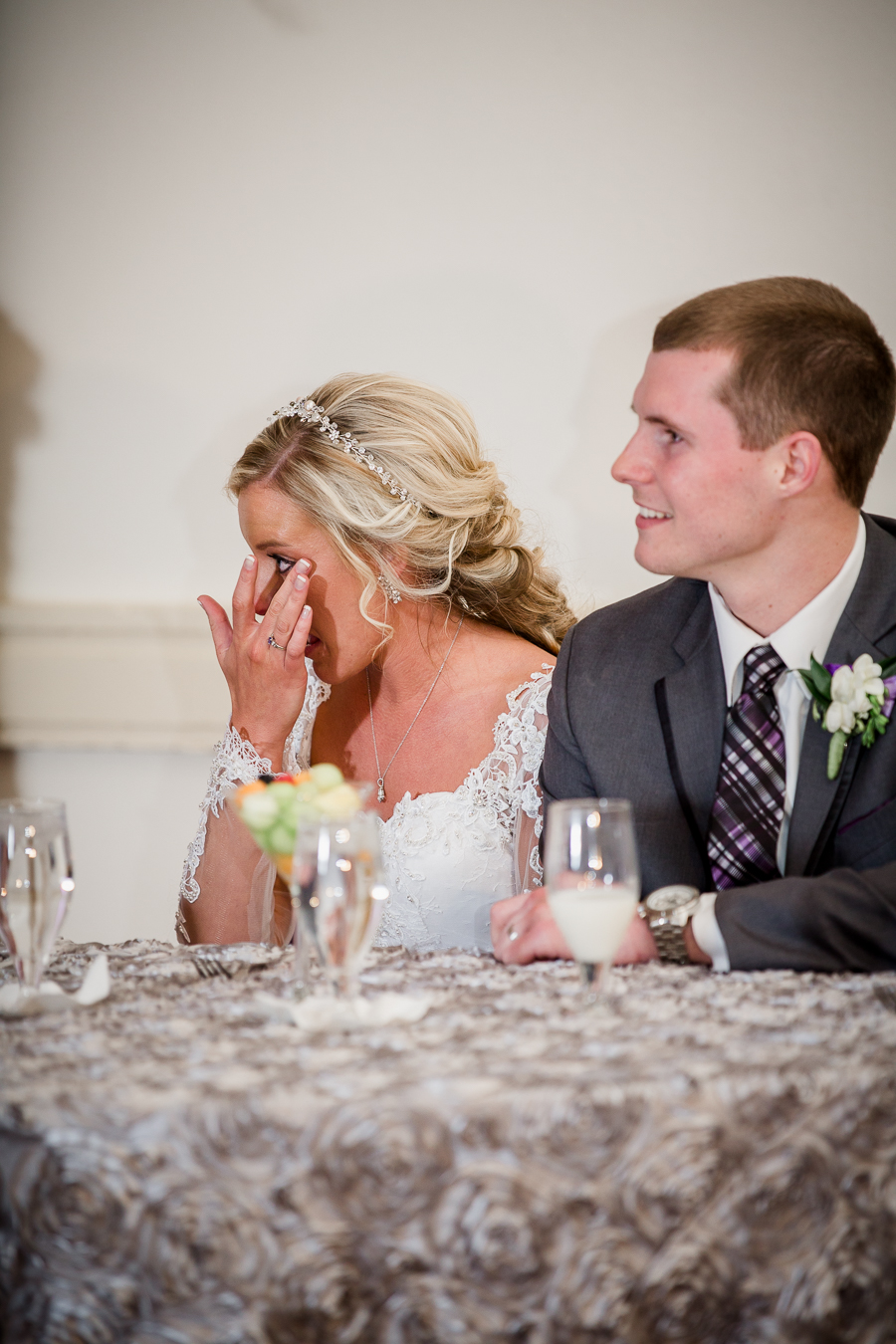 Historic Westwood in Knoxville, TN bride tearing up during toast photo.