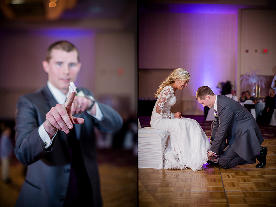 Historic Westwood in Knoxville, TN groom taking off the garter photo.