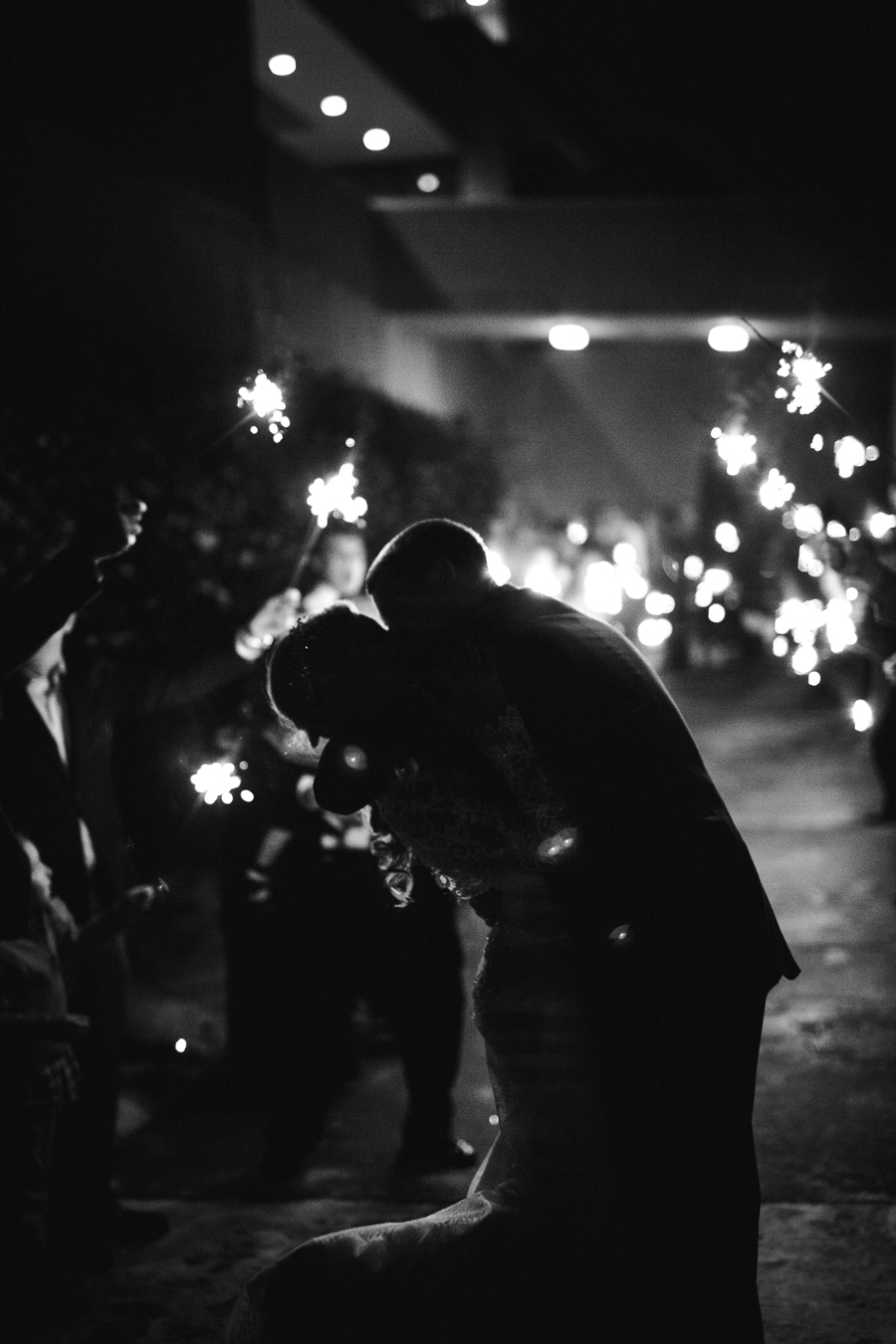 Historic Westwood in Knoxville, TN silhouette sparkler exit photo.