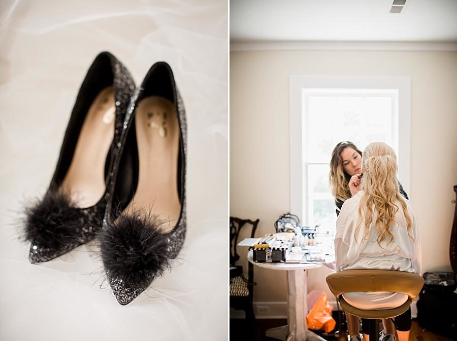 Black glitter pumps at this Kincaid House Wedding by Knoxville Wedding Photographer, Amanda May Photos.