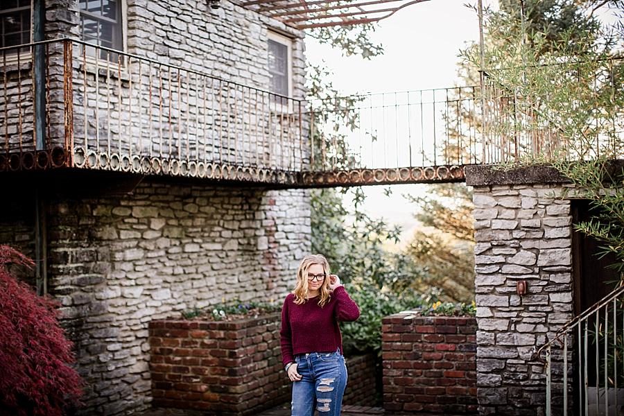 Stone house at this Knoxville Botanical Senior Session by Knoxville Wedding Photographer, Amanda May Photos.