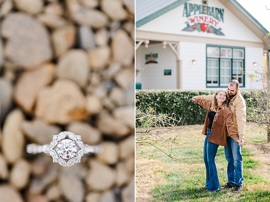unique engagement ring at apple barn proposal